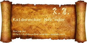 Kaldenecker Nándor névjegykártya
